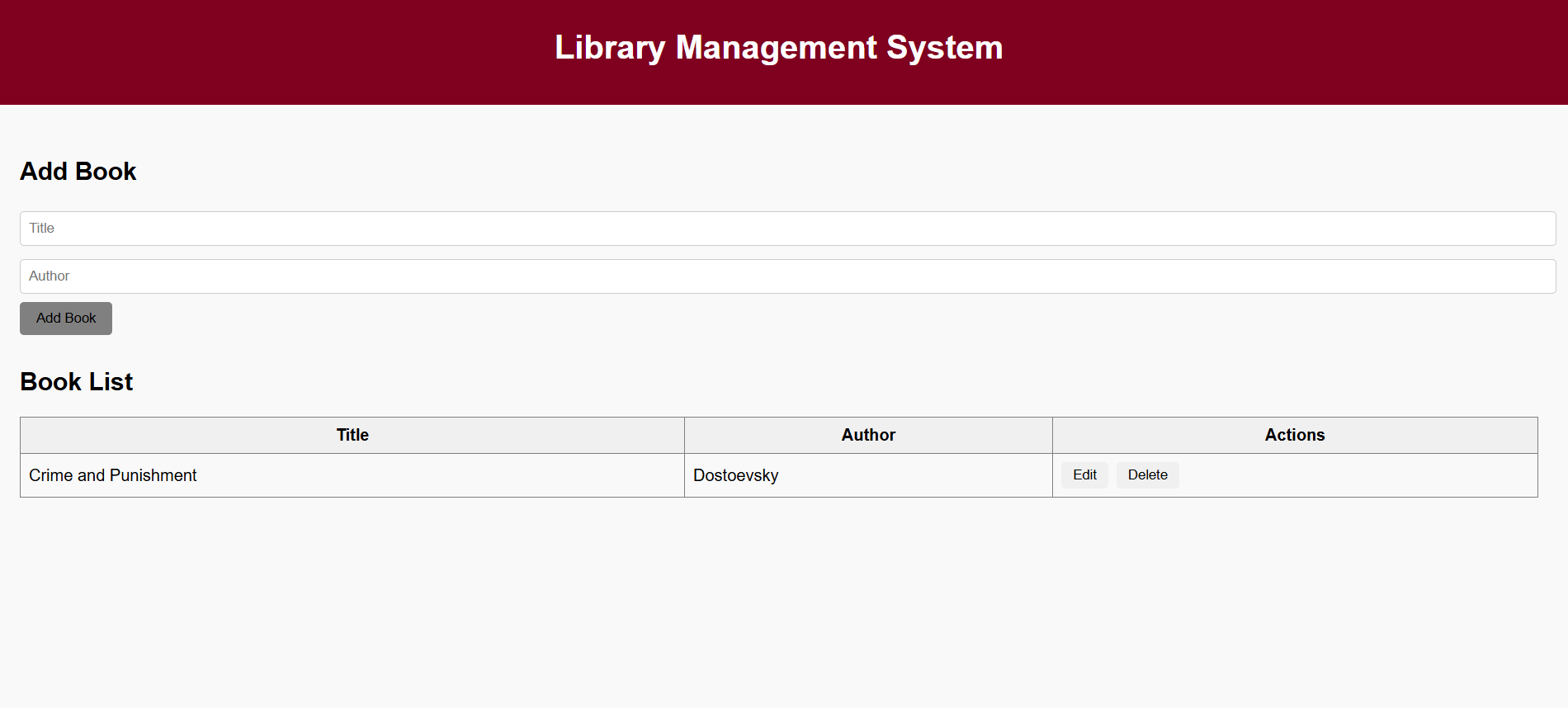 Library Management System Screenshot